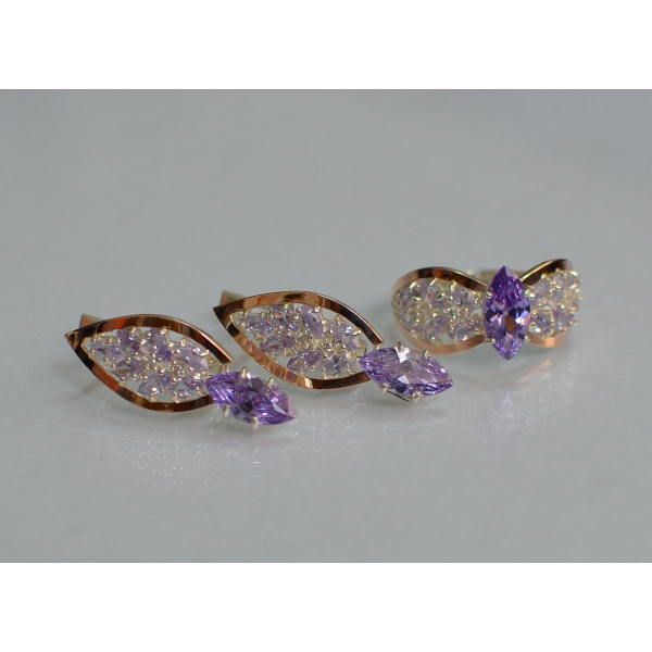 Серебряный набор с золотыми пластинами (172)