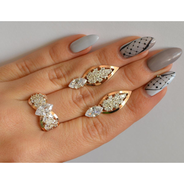 Серебряный набор с золотыми пластинами (172)