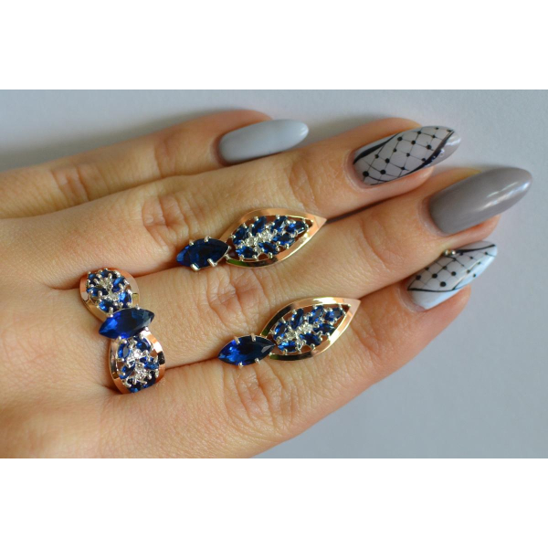 Серебряный набор с золотыми пластинами (172)