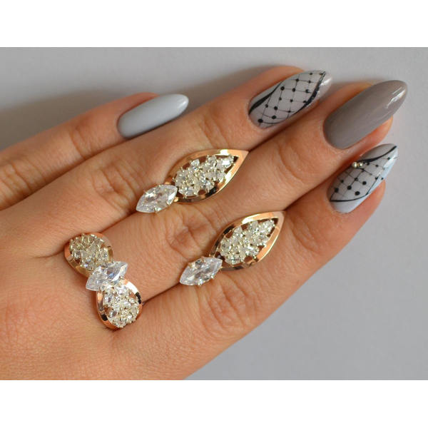 Серебряный набор с золотыми пластинами (172)