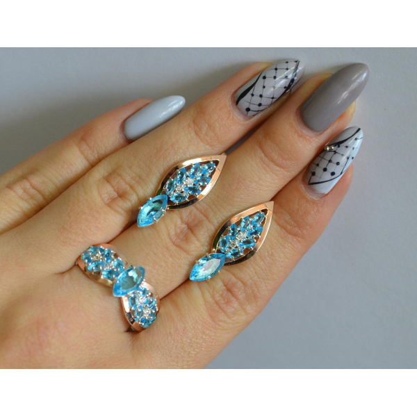 Серебряный набор с золотыми пластинами (172)