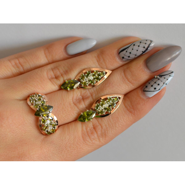 Серебряный набор с золотыми пластинами (172)