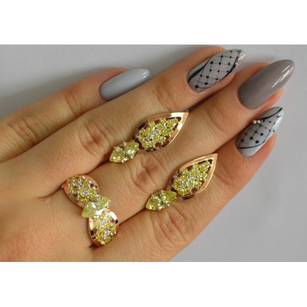 Серебряный набор с золотыми пластинами (172)