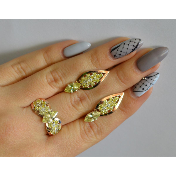 Серебряный набор с золотыми пластинами (172)