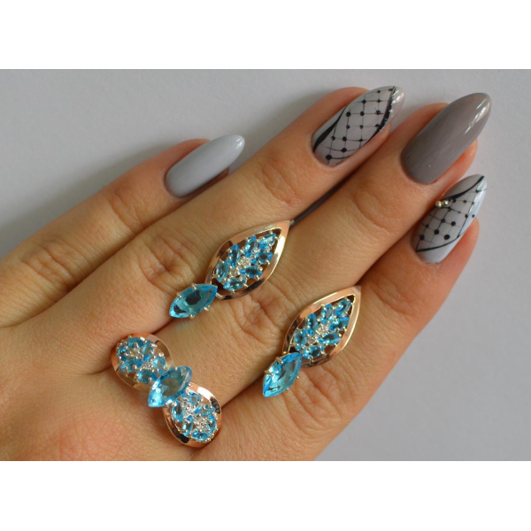 Серебряный набор с золотыми пластинами (172)