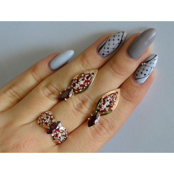 Серебряный набор с золотыми пластинами (172)