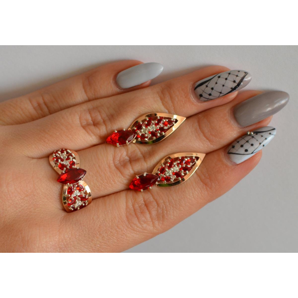 Серебряный набор с золотыми пластинами (172)