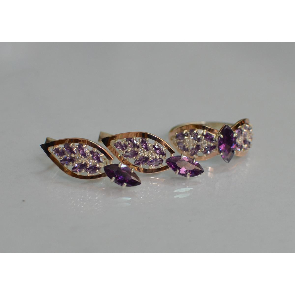 Серебряный набор с золотыми пластинами (172)