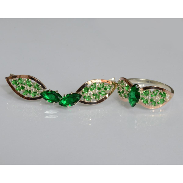 Серебряный набор с золотыми пластинами (172)