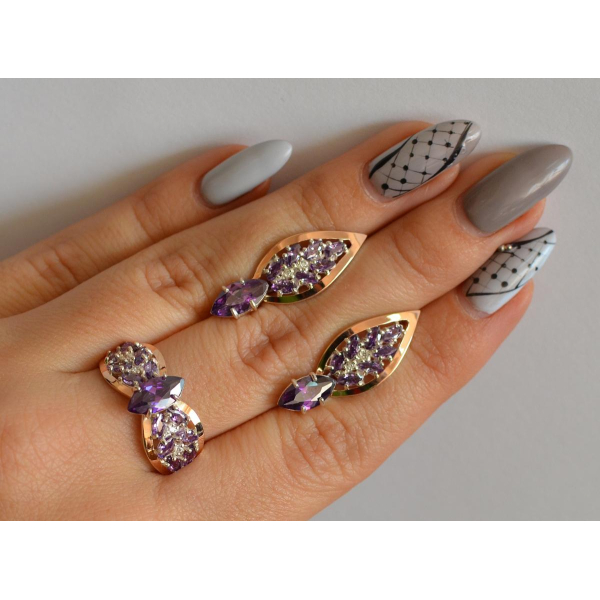 Серебряный набор с золотыми пластинами (172)