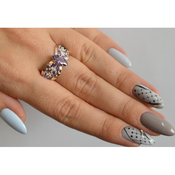 Серебряное кольцо с золотыми вставками (172к)