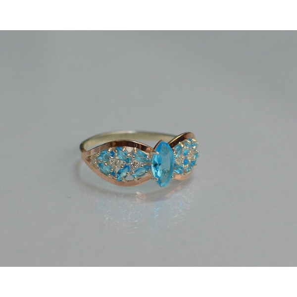 Серебряное кольцо с золотыми вставками (172к)