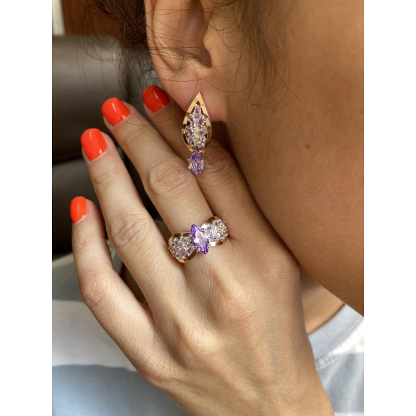 Серебряное кольцо с золотыми вставками (172к)