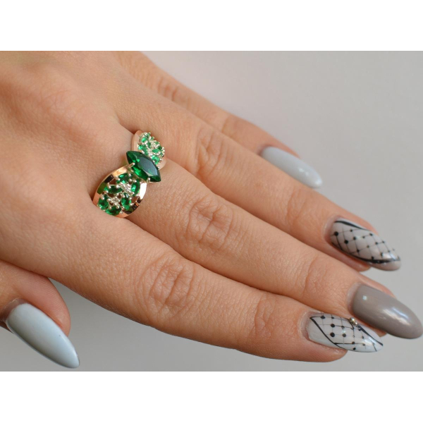 Серебряное кольцо с золотыми вставками (172к)