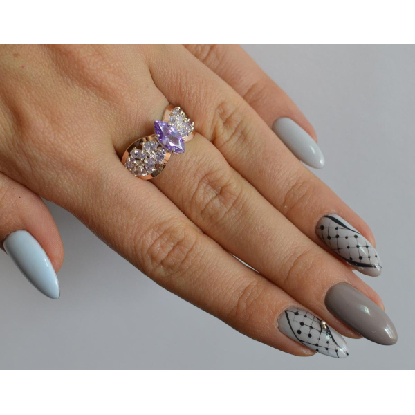 Серебряное кольцо с золотыми вставками (172к)