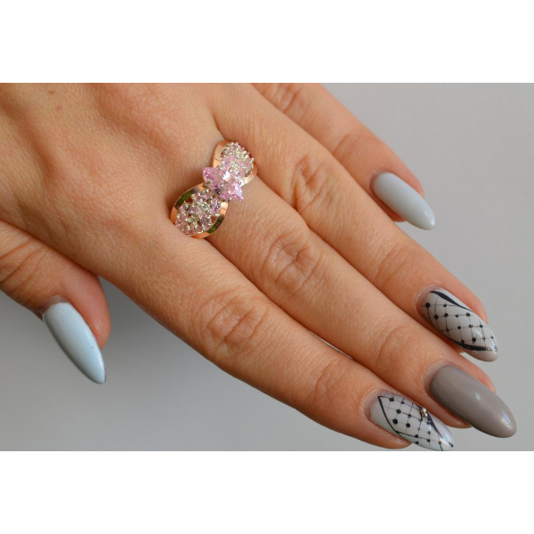 Серебряное кольцо с золотыми вставками (172к)