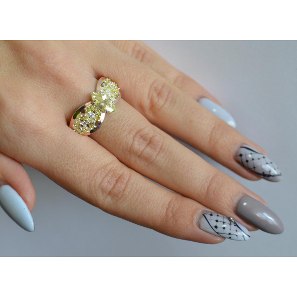 Серебряное кольцо с золотыми вставками (172к)