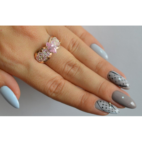 Серебряное кольцо с золотыми вставками (172к)