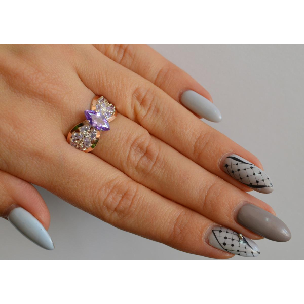 Серебряное кольцо с золотыми вставками (172к)