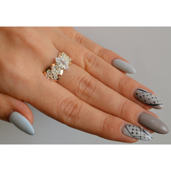 Серебряное кольцо с золотыми вставками (172к)