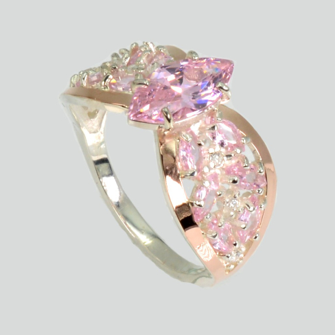 Серебряное кольцо с золотыми вставками