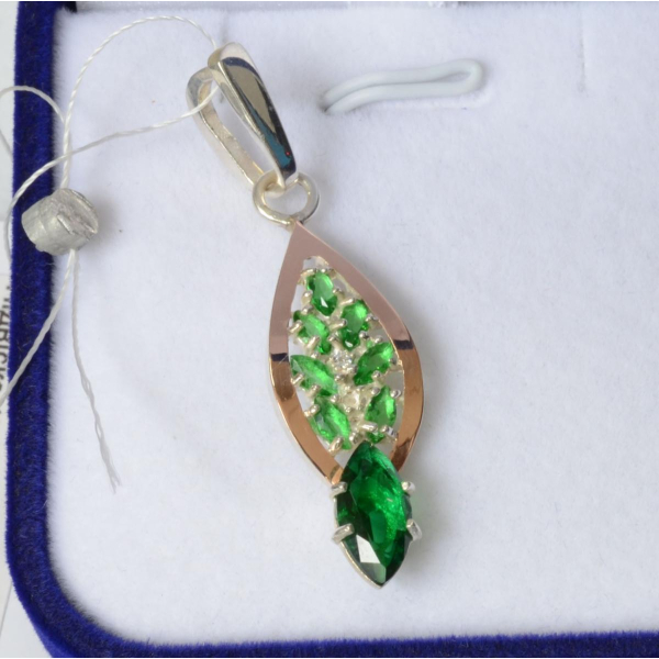 Серебряная подвеска с золотими вставками (172п)