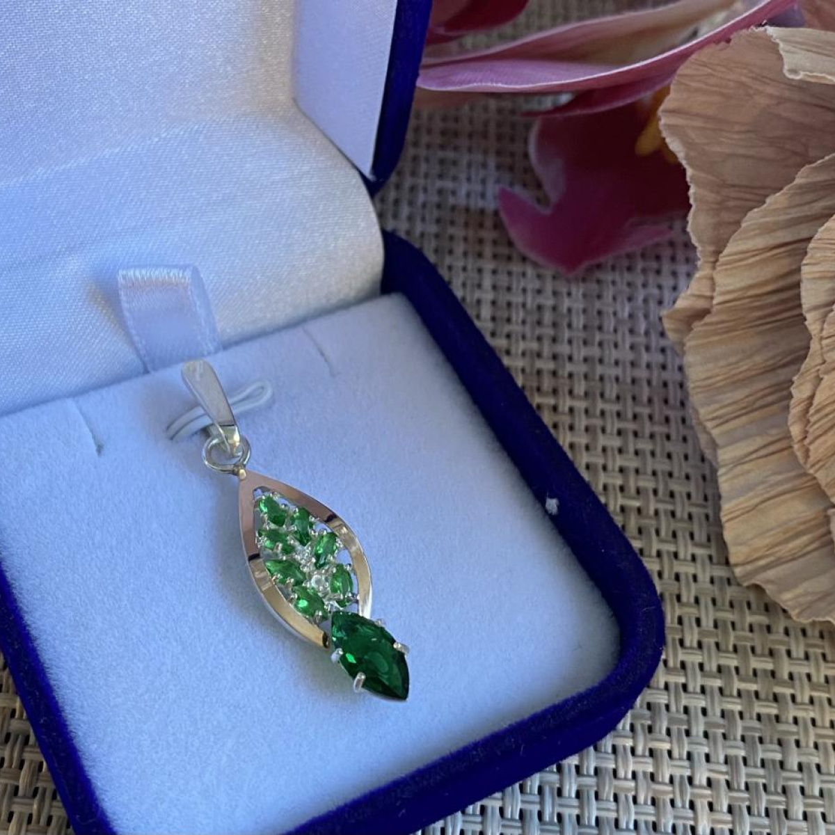 Серебряная подвеска с золотими вставками (172п)