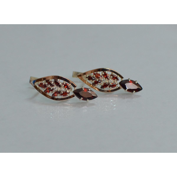 Серебряные серьги с золотыми вставками (172с)