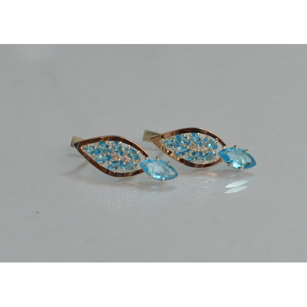 Серебряные серьги с золотыми вставками (172с)