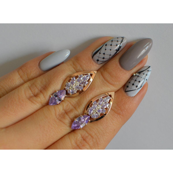 Серебряные серьги с золотыми вставками (172с)