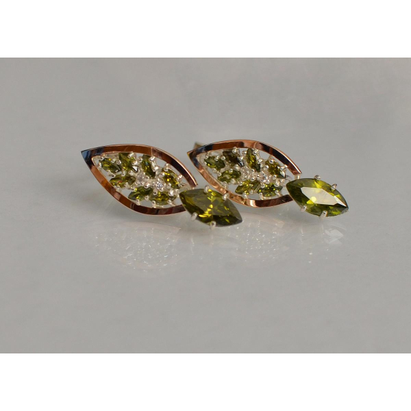 Серебряные серьги с золотыми вставками (172с)