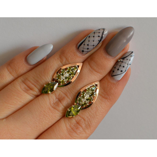 Серебряные серьги с золотыми вставками (172с)