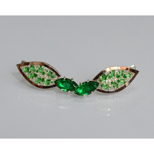 Серебряные серьги с золотыми вставками (172с)