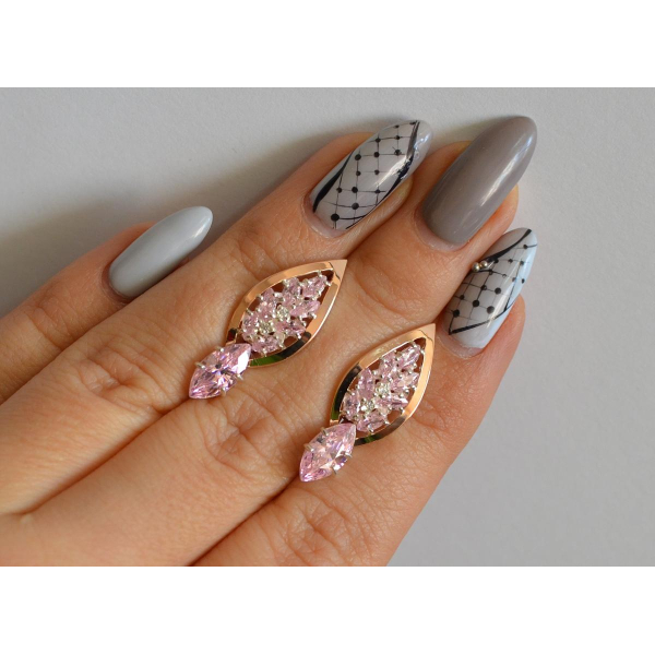 Серебряные серьги с золотыми вставками (172с)