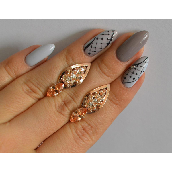 Серебряные серьги с золотыми вставками (172с)