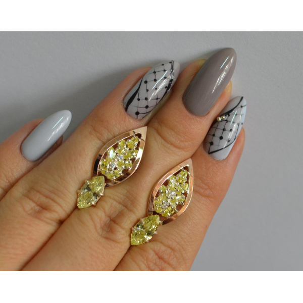 Серебряные серьги с золотыми вставками (172с)