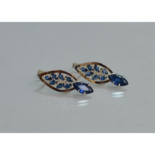 Серебряные серьги с золотыми вставками (172с)