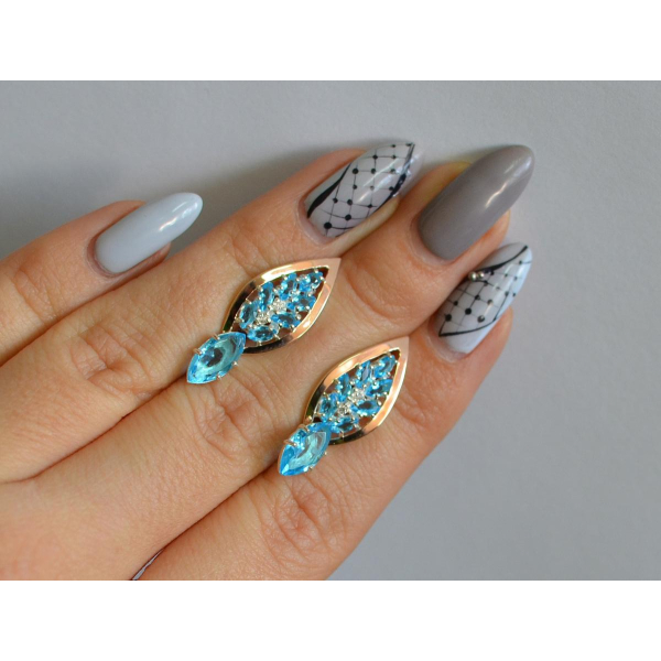 Серебряные серьги с золотыми вставками (172с)