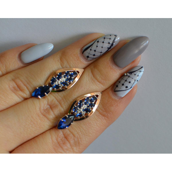 Серебряные серьги с золотыми вставками (172с)