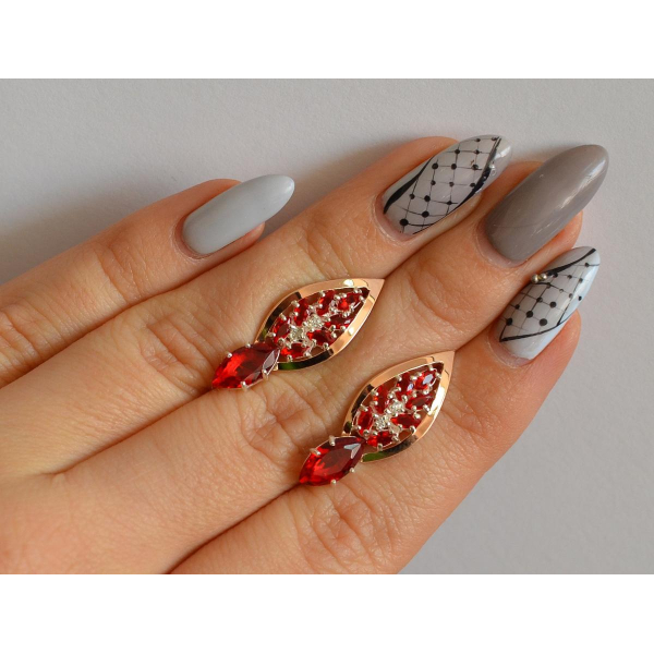 Серебряные серьги с золотыми вставками (172с)