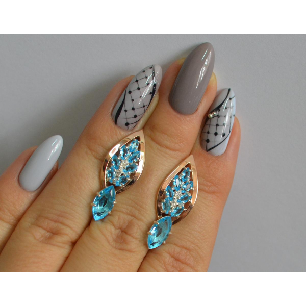 Серебряные серьги с золотыми вставками (172с)