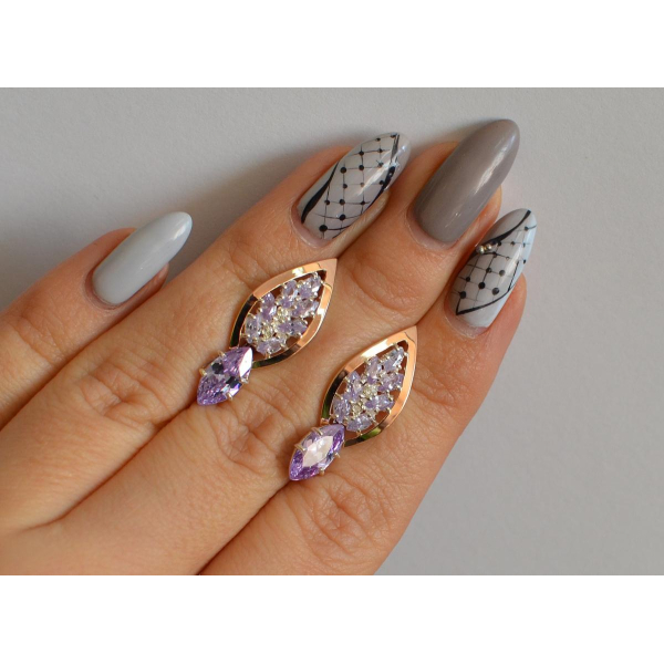 Серебряные серьги с золотыми вставками (172с)