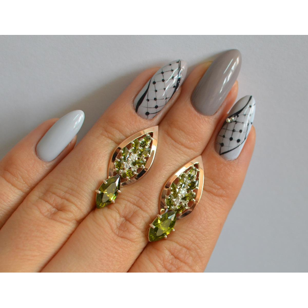 Серебряные серьги с золотыми вставками (172с)