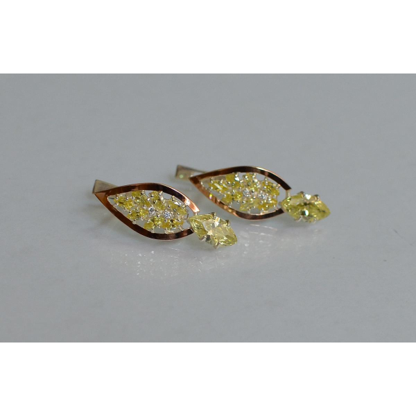 Серебряные серьги с золотыми вставками (172с)