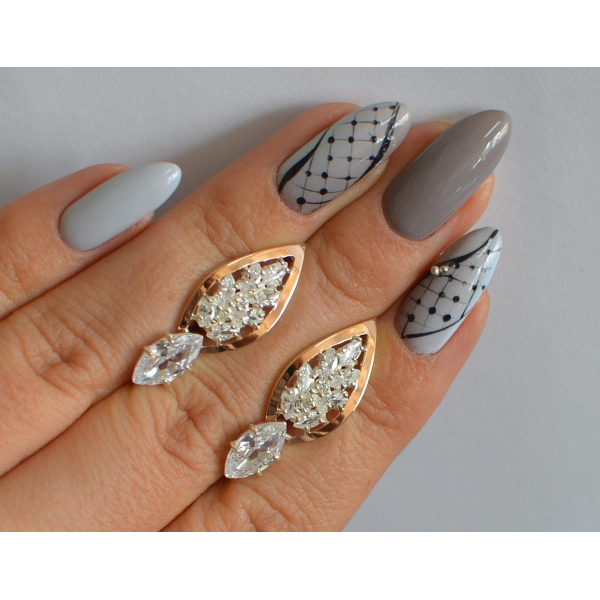 Серебряные серьги с золотыми вставками (172с)