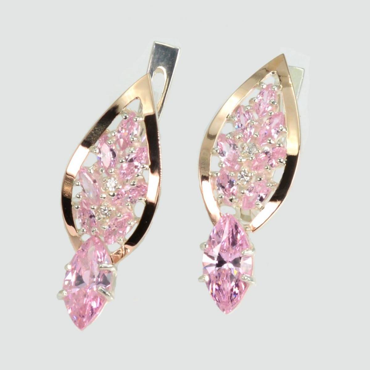 Серебряные серьги с золотыми вставками (172с)