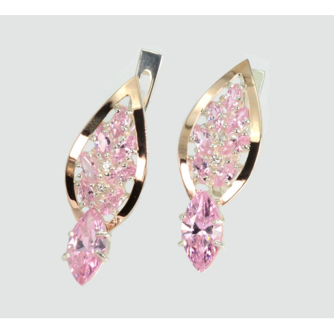 Серебряные серьги с золотыми вставками