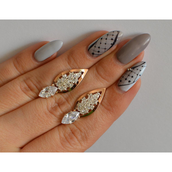 Серебряные серьги с золотыми вставками (172с)