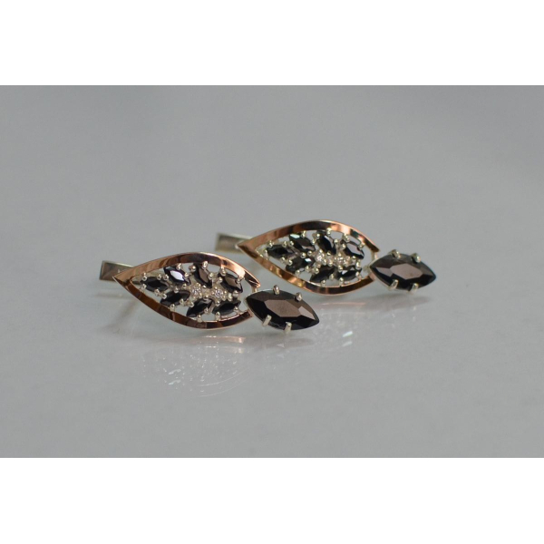 Серебряные серьги с золотыми вставками (172с)