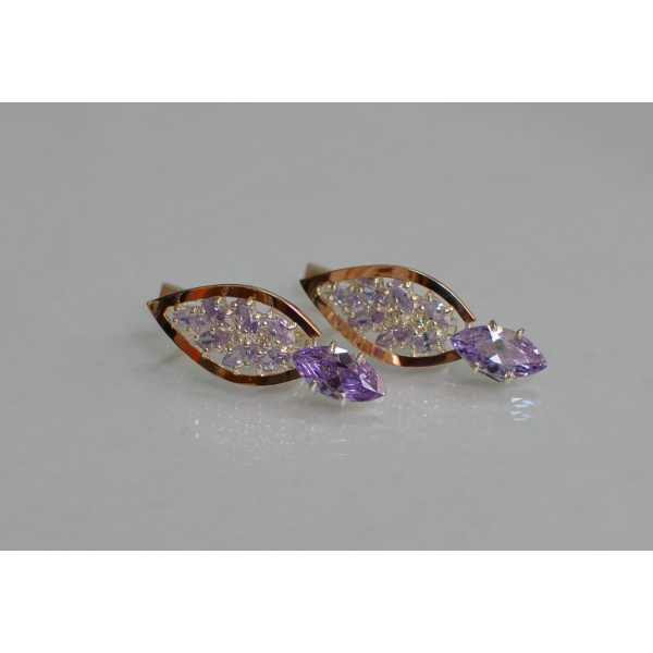 Серебряные серьги с золотыми вставками (172с)